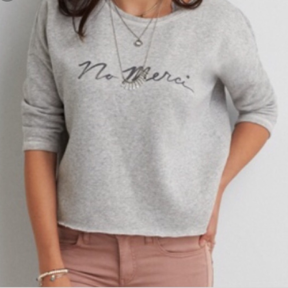 AE No Merci Cropped Sweatshirt